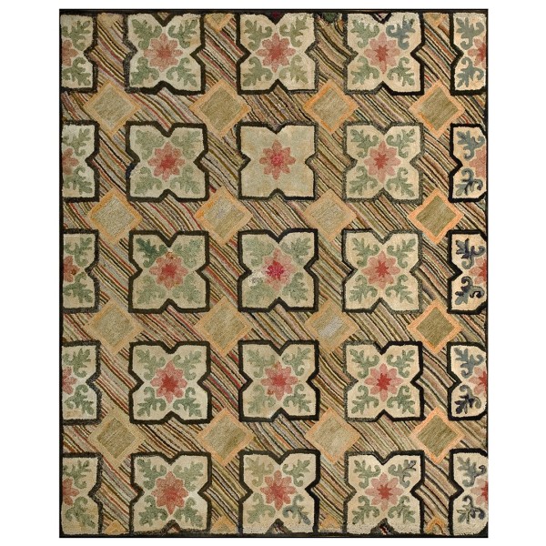 19th Century American Hooked Rug 