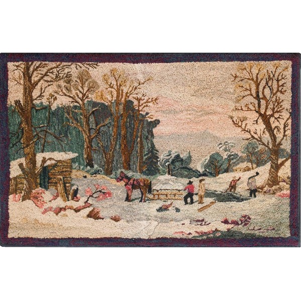 Mid 20th Century Pictorial American Hooked Rug 