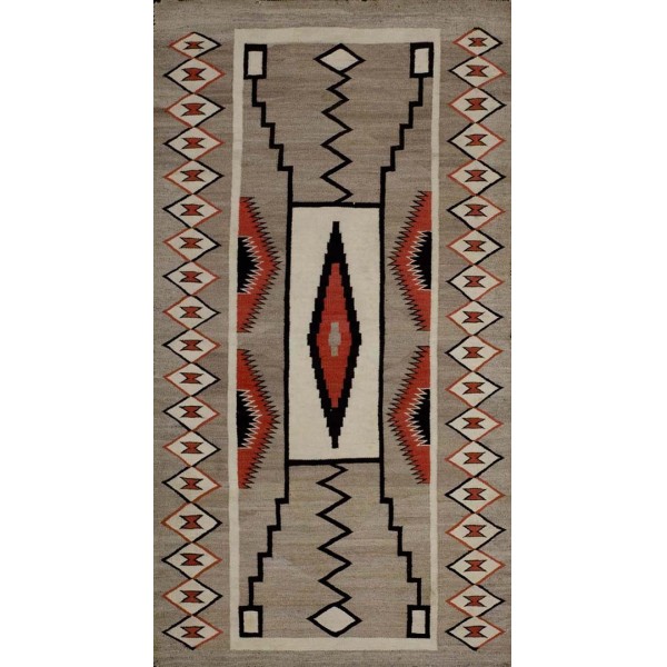 Early 20th Century American Navajo Storm Pattern Carpet 