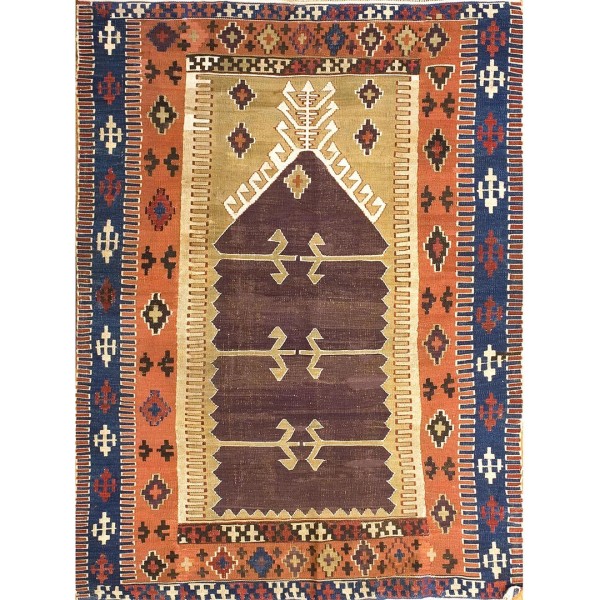 19th Century Turkish Anatolian Flat-Weave Prayer Rug 