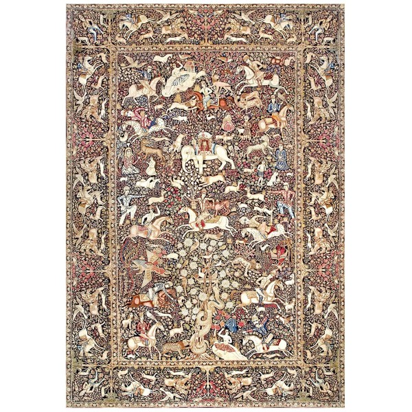 19th Century S.E. Persian Kirman Lavar Hunting Carpet