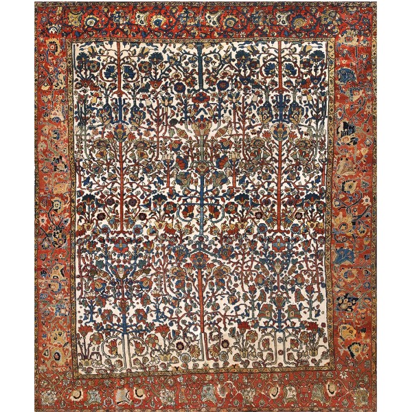 19th Century Persian Sarouk Farahan Wool & Silk Carpet