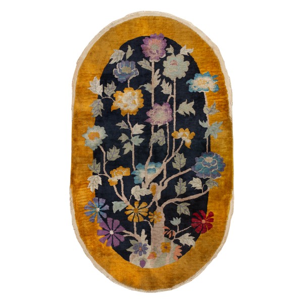 1920s Oval Chinese Art Deco Carpet