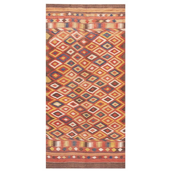 19th Century Afghan Maimana Flat-weave Carpet 