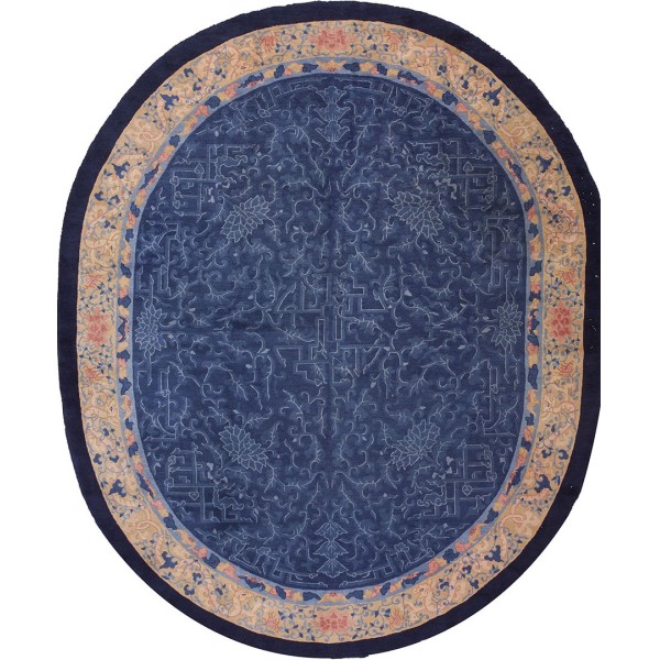 Early 20th Century Oval Chinese Peking Carpet