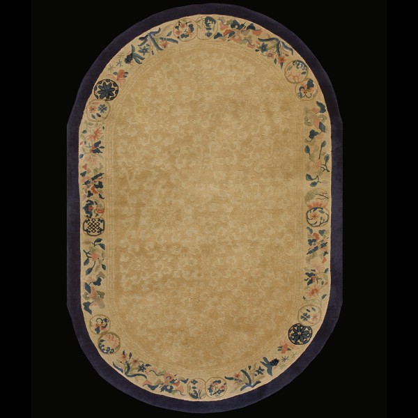 Early 20th Century Oval Chinese Peking Carpet