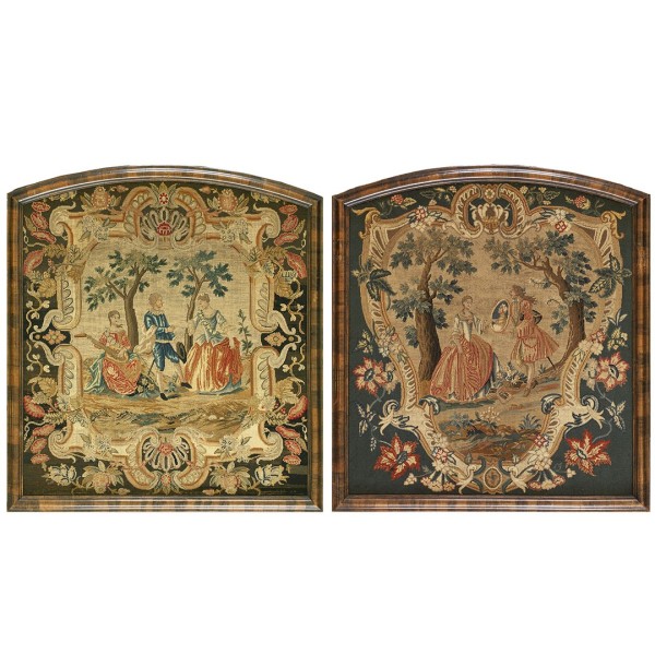 Pair of Mid-18th Century English Petit-Pointo Fireplace Screens