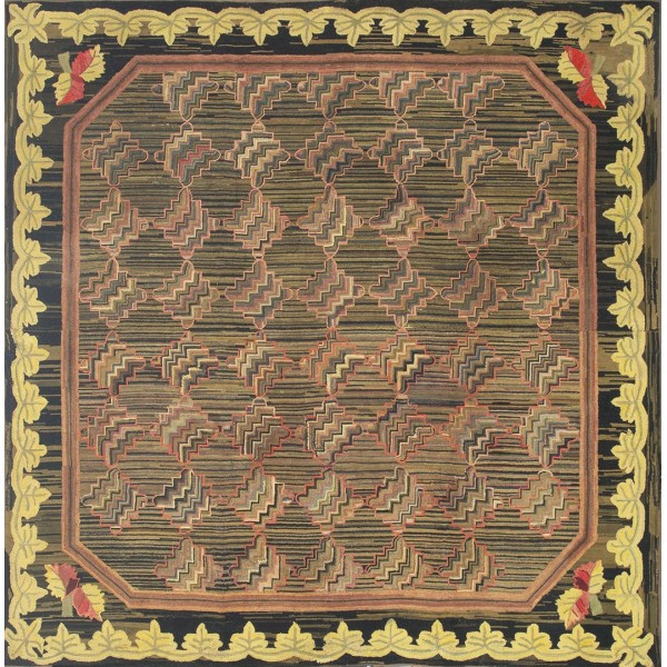 19th Century American Hooked Rug 