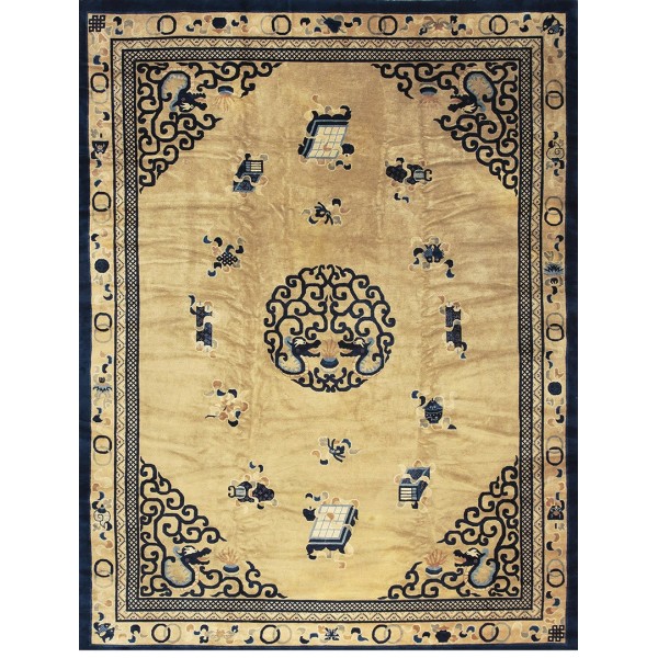 Vintage 1980s Chinese Peking Carpet 