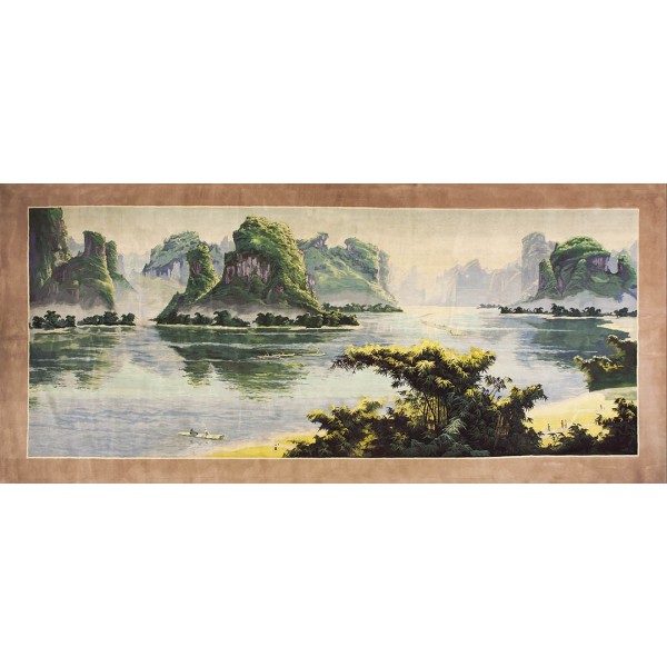 Vintage 1980 Chinese Scenic Carpet