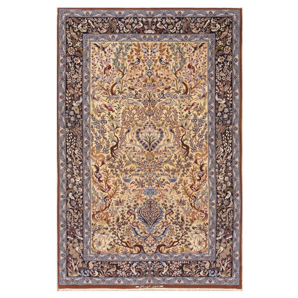 Mid 20th Century Persian Silk & Wool Isfahan Carpet