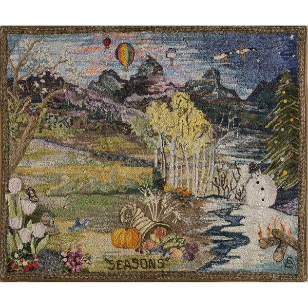 Mid 20th Century Scenic American Hooked Rug