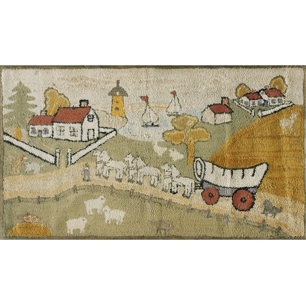 1930s Pictorial American Hooked Rug