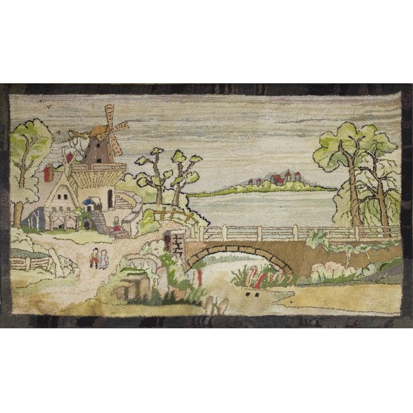 Mid 20th Century Pictorial American Hooked Rug 