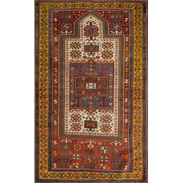 Late 19th Century Caucasian Fachralo Kazak Prayer Rug 