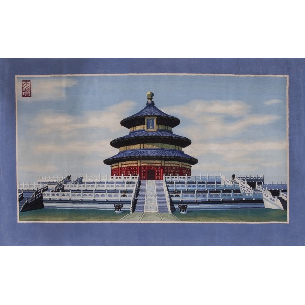 Vintage 1980s Chinese Scenic Carpet - Temple of Heaven