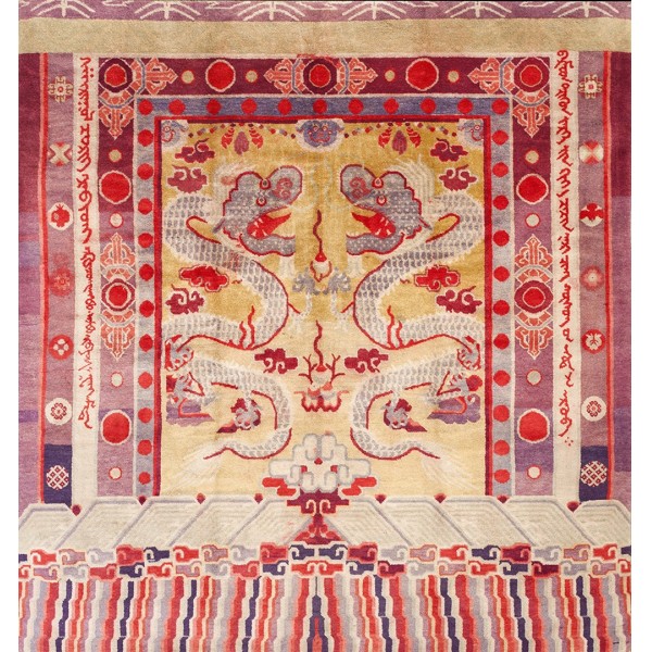 Late 19th Century W. Chinese Ningxia Banner Carpet 