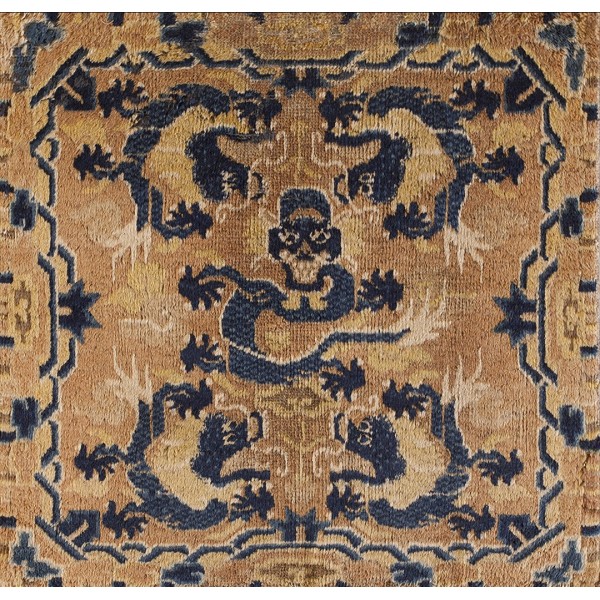 Mid 19th Century Chinese Ningxia Throne Back Dragon Rug