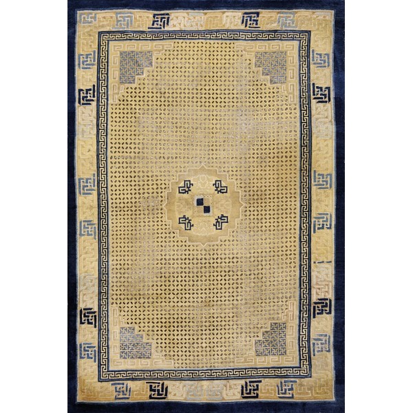 3rd Quarter Of 18th Century Chinese Ningxia Carpet With Grain of Rice Pattern 