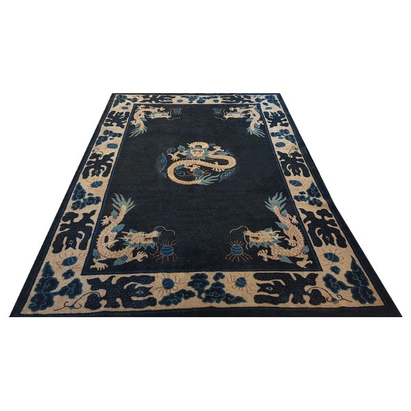 Late 19th Century Chinese Ningxia Dragon Carpet