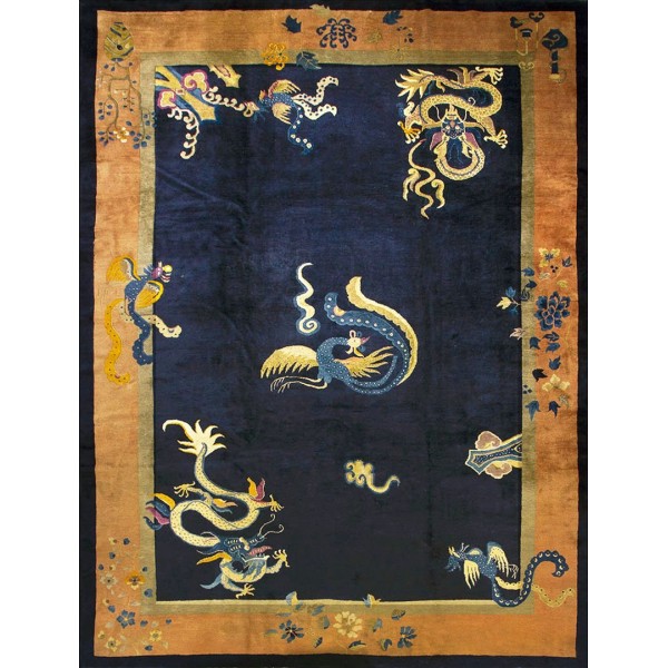 19th Century Chinese Peking Dragon Phoenix Carpet