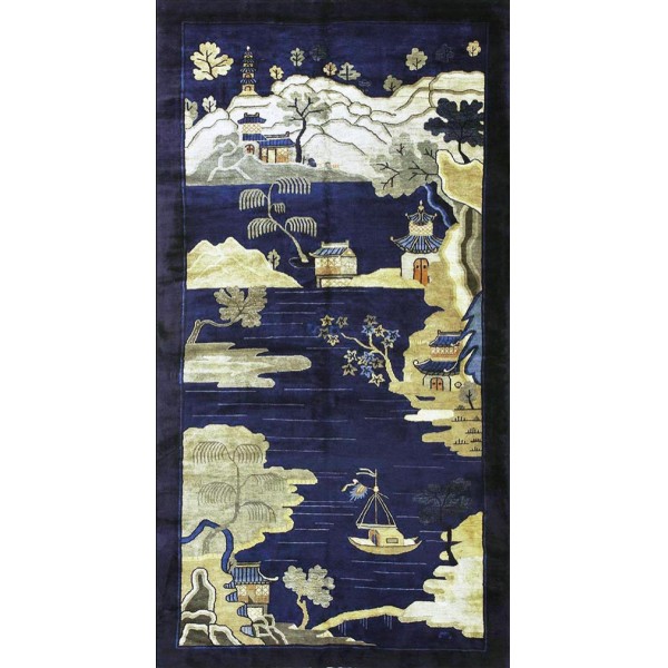 Early 20th Century Chinese Peking Scenic Carpet