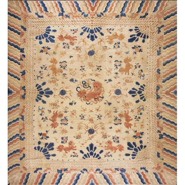 Mid-19th Century W. Chinese Ningxia Carpet