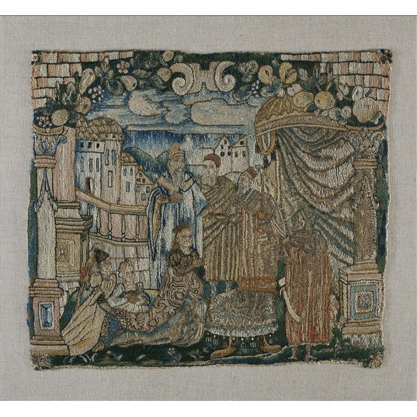 Netherlandish Biblical Scene Silk Embroidery