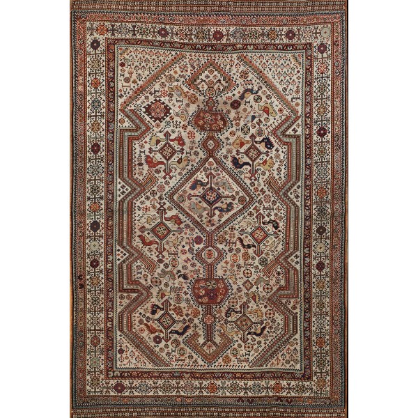 19th Century S. Persian Ghashgaie Shekarlu Bird Carpet