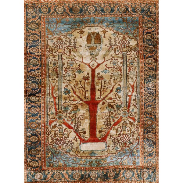 Mid 19th Century N.W. Persian Silk Heriz Carpet