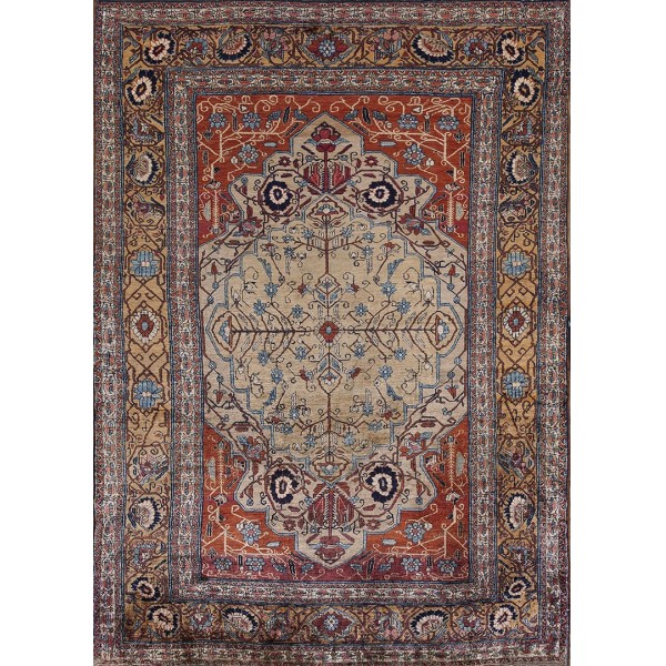 Mid-19th Century N.W. Persian Silk Heriz Carpet