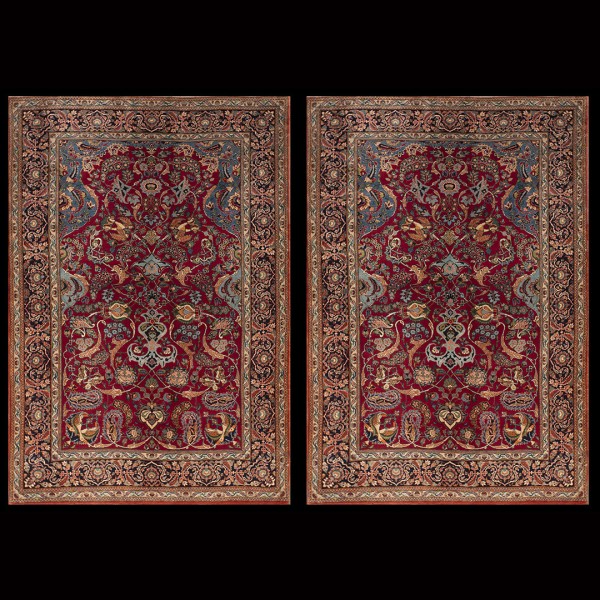 Early 20th Century Pair of Wool & Silk Persian Kashan Prayer Rugs