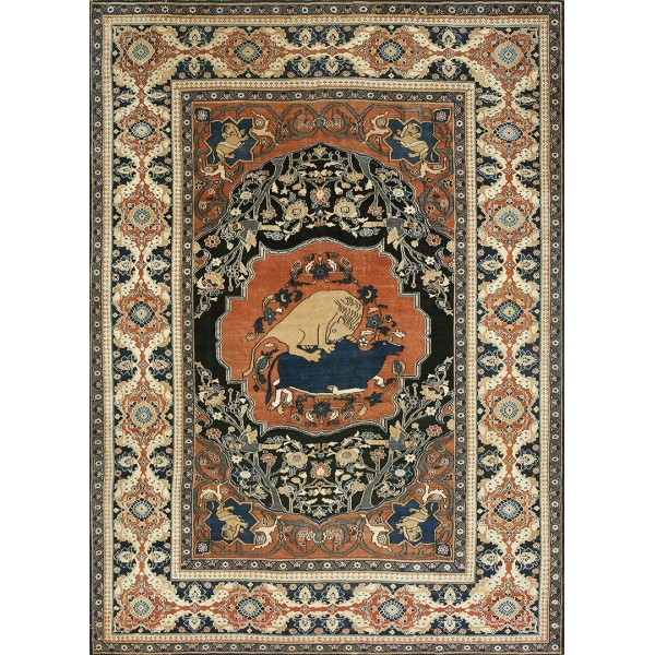 19th Century N.E. Persian Khorassan Moud Hunting Carpet