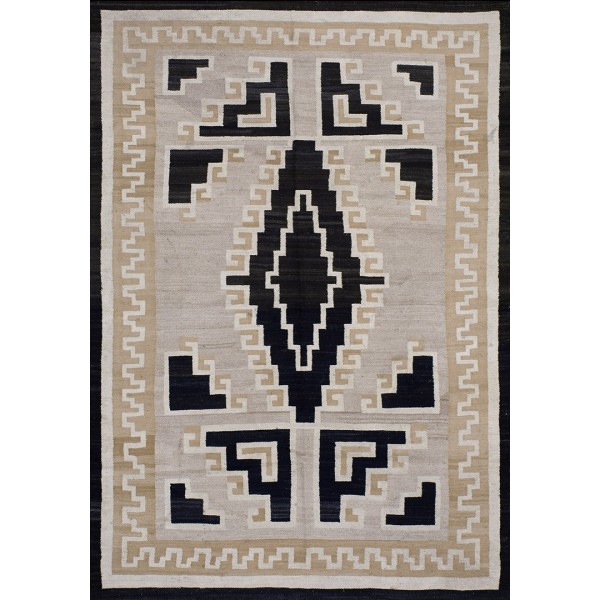 1930s American Two Grey Hills Navajo Carpet