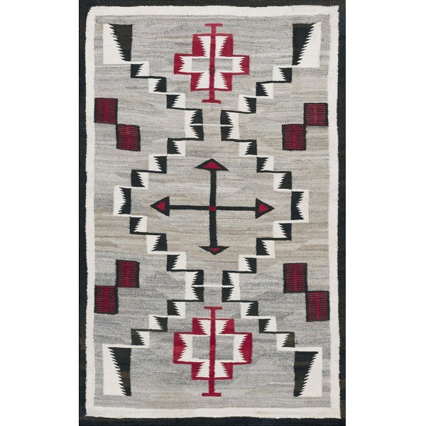 1930s American Navajo Carpet with Storm Pattern