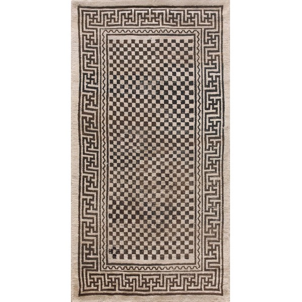 Early 20th Century Chinese Tibetan Khaden Checkerboard Rug