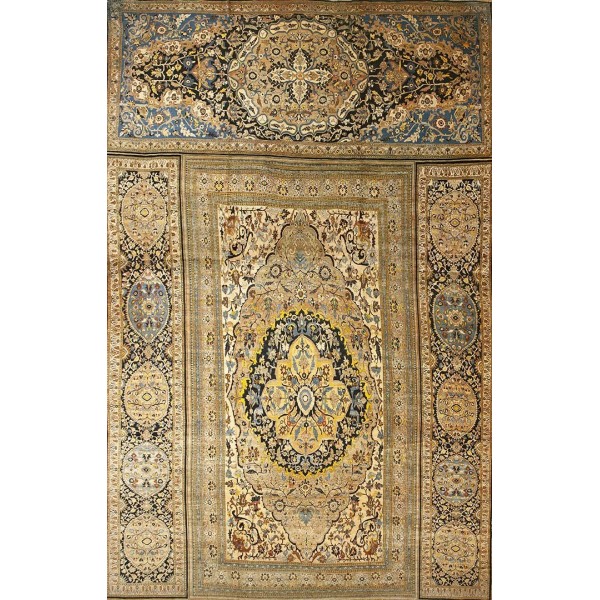 19th Century Persian Tabriz Haji Jalili Triclinium Carpet 