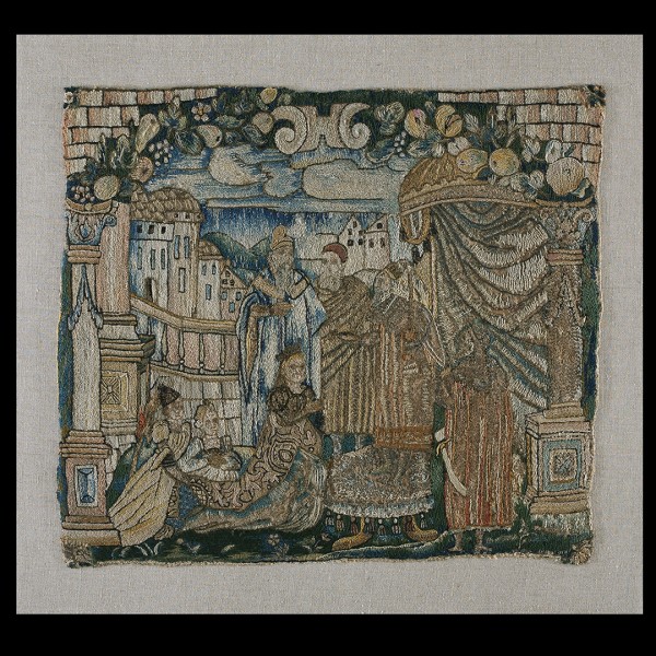 Netherlandish Biblical Scene Silk Embroidery