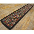 Early 20th Century American Hooked Rug with Basket Weave Pattern
