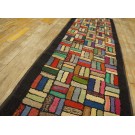 Early 20th Century American Hooked Rug with Basket Weave Pattern