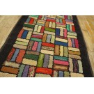 Early 20th Century American Hooked Rug with Basket Weave Pattern