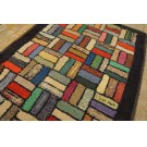 Early 20th Century American Hooked Rug with Basket Weave Pattern