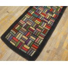 Early 20th Century American Hooked Rug with Basket Weave Pattern