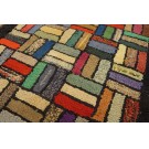 Early 20th Century American Hooked Rug with Basket Weave Pattern