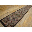 1930s American Hooked Rug with Basket Weave Pattern