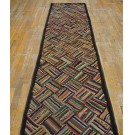 1930s American Hooked Rug with Basket Weave Pattern