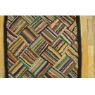 1930s American Hooked Rug with Basket Weave Pattern