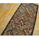 1930s American Hooked Rug with Basket Weave Pattern