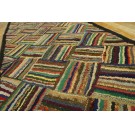 1930s American Hooked Rug with Basket Weave Pattern