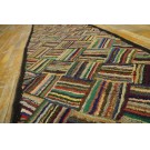 1930s American Hooked Rug with Basket Weave Pattern